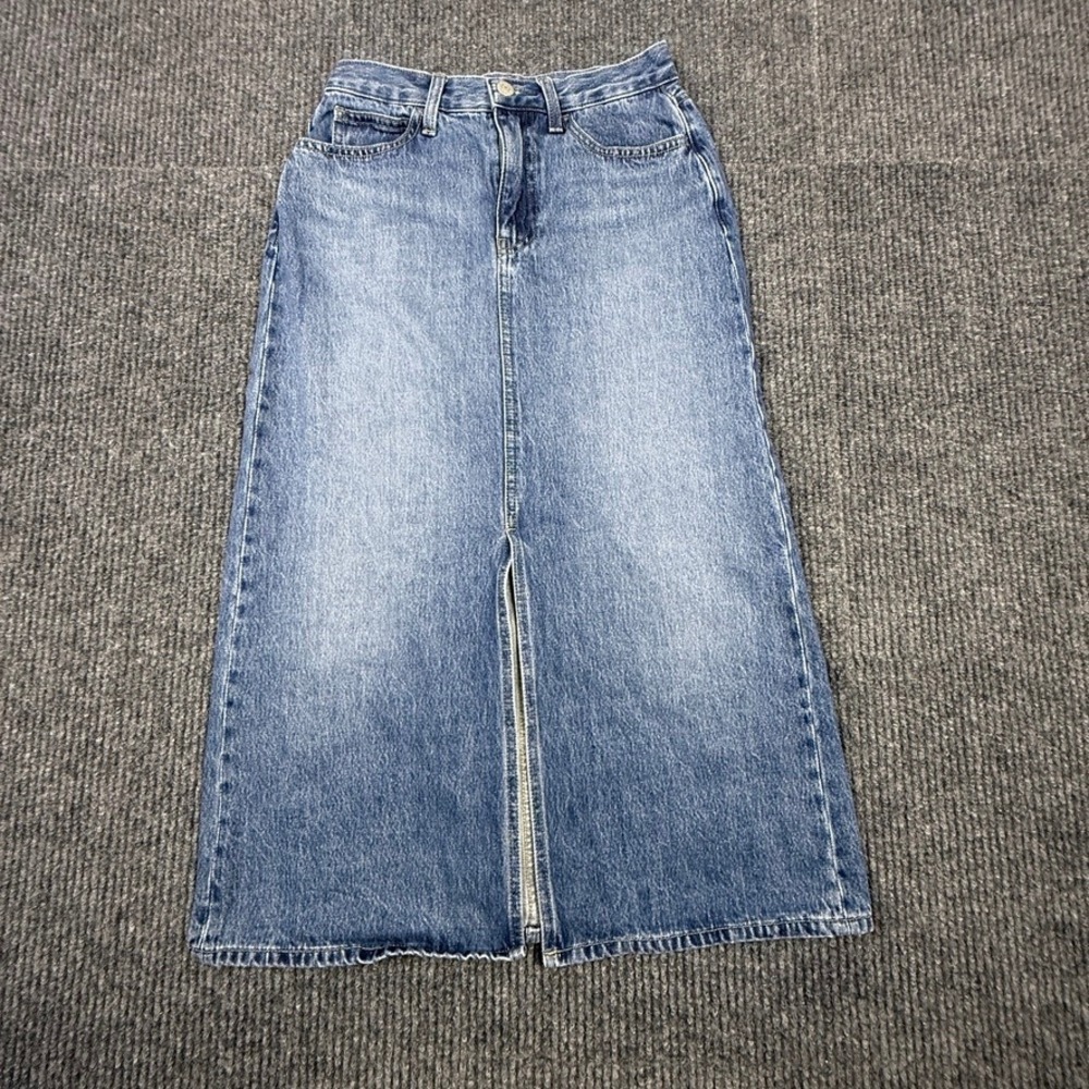 Uniqlo Jeans Womens Blue Denim Maxi Skirt Front Slit Hi Waist Size 2 222-465919